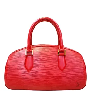 LOUIS VUITTON Jasmine Epi Leather Satchel Bag Red