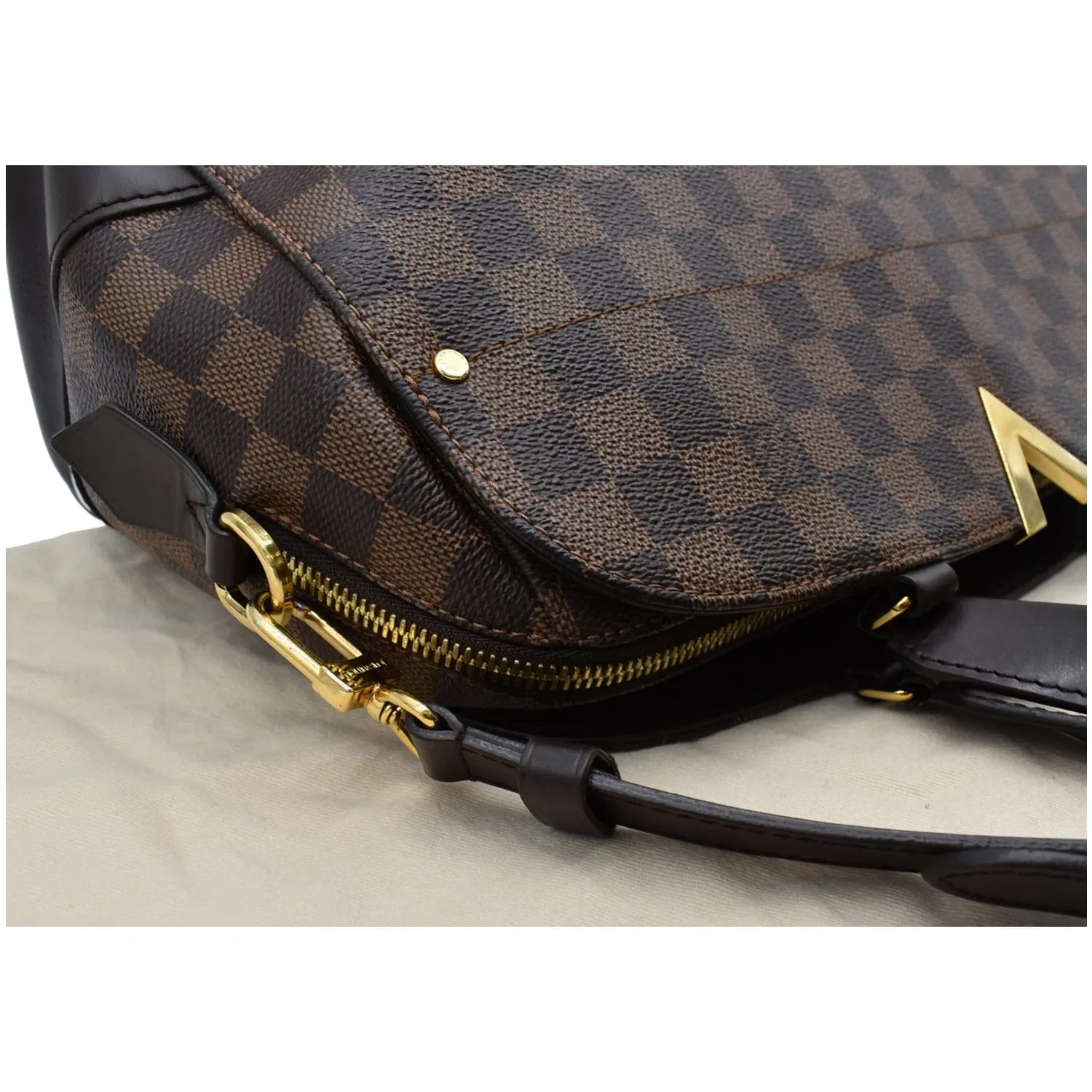 LOUIS VUITTON Kensington Bowling Damier Ebene Satchel Bag Brown