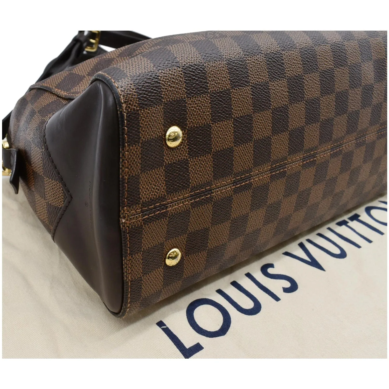 LOUIS VUITTON Kensington Bowling Damier Ebene Satchel Bag Brown
