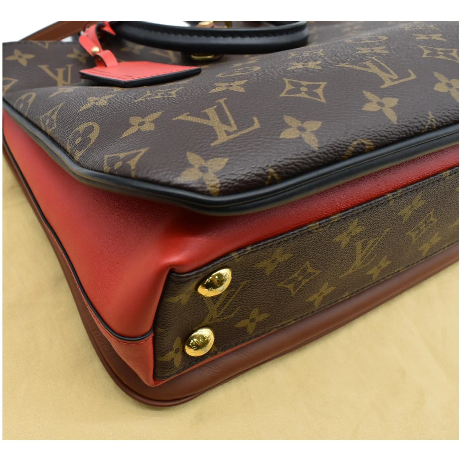 LOUIS VUITTON Millefeuille Monogram Canvas Satchel Bag Brown