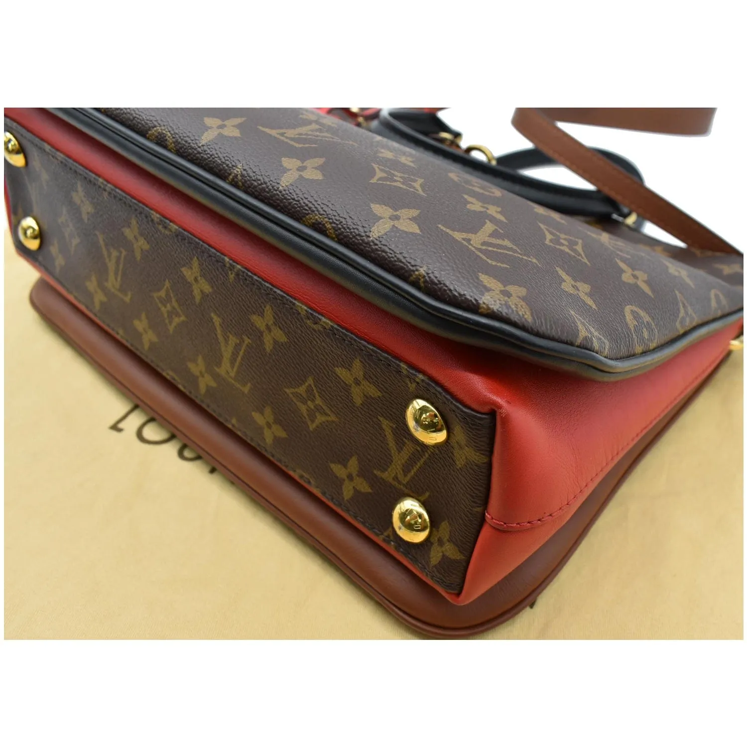 LOUIS VUITTON Millefeuille Monogram Canvas Satchel Bag Brown
