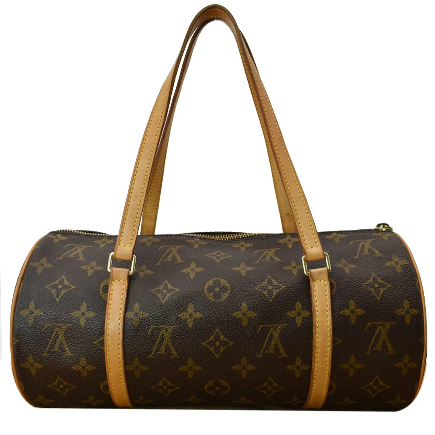 LOUIS VUITTON Papillon 30 Monogram Canvas Satchel Bag Brown