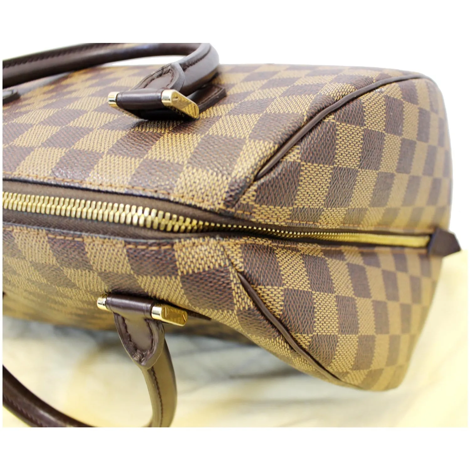 LOUIS VUITTON Ribera MM Damier Ebene Satchel Bag Brown