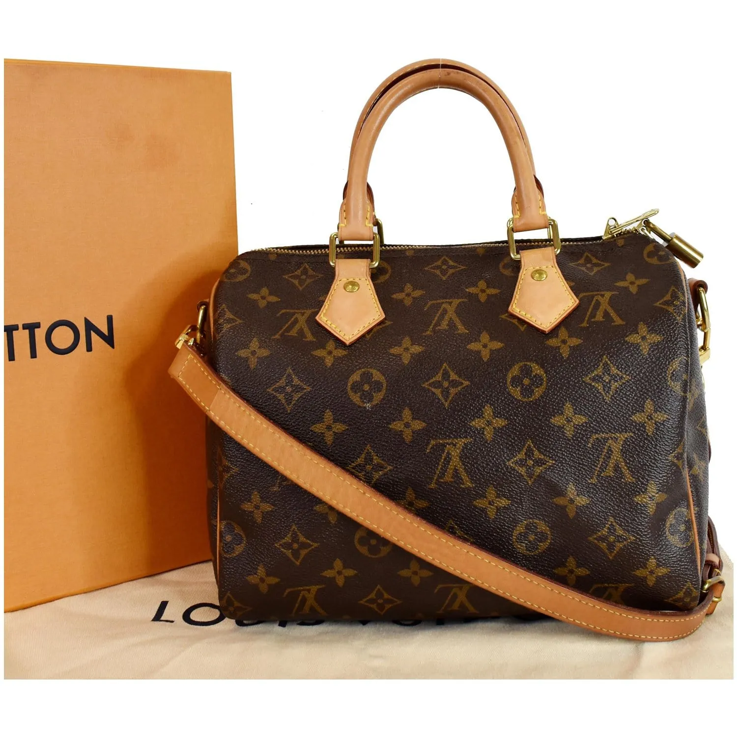 LOUIS VUITTON Speedy 25 Bandouliere Monogram Canvas Shoulder Bag Brown