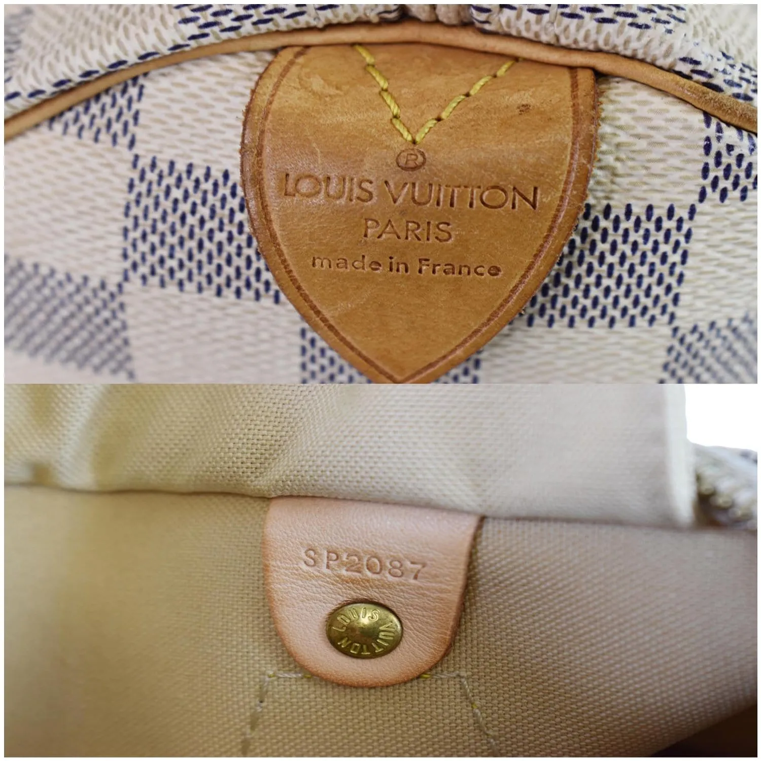 LOUIS VUITTON Speedy 25 Damier Azur Satchel Bag White