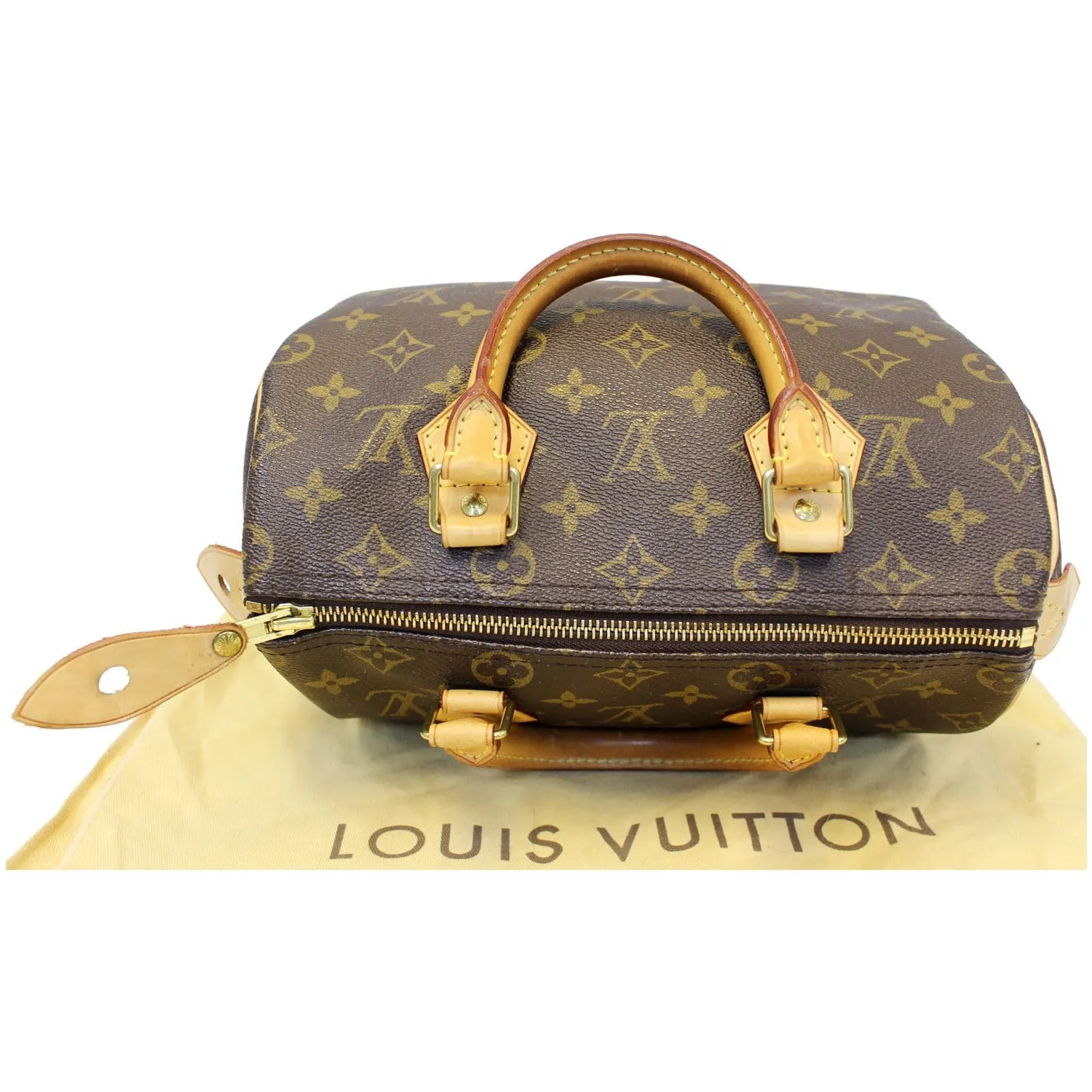 LOUIS VUITTON Speedy 25 Monogram Canvas Satchel Bag Brown