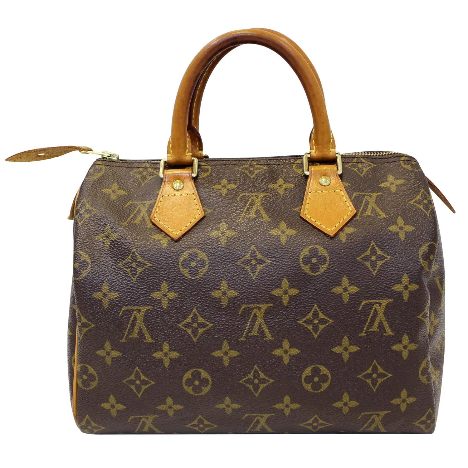 LOUIS VUITTON Speedy 25 Monogram Canvas Satchel Bag Brown