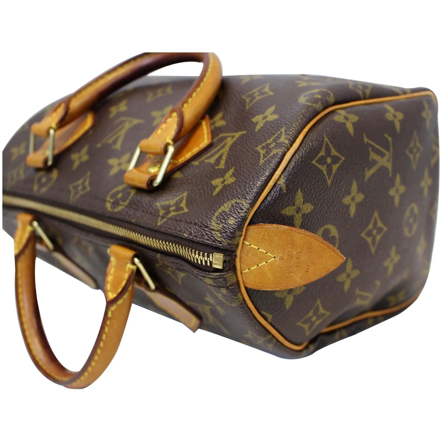LOUIS VUITTON Speedy 25 Monogram Canvas Satchel Bag Brown
