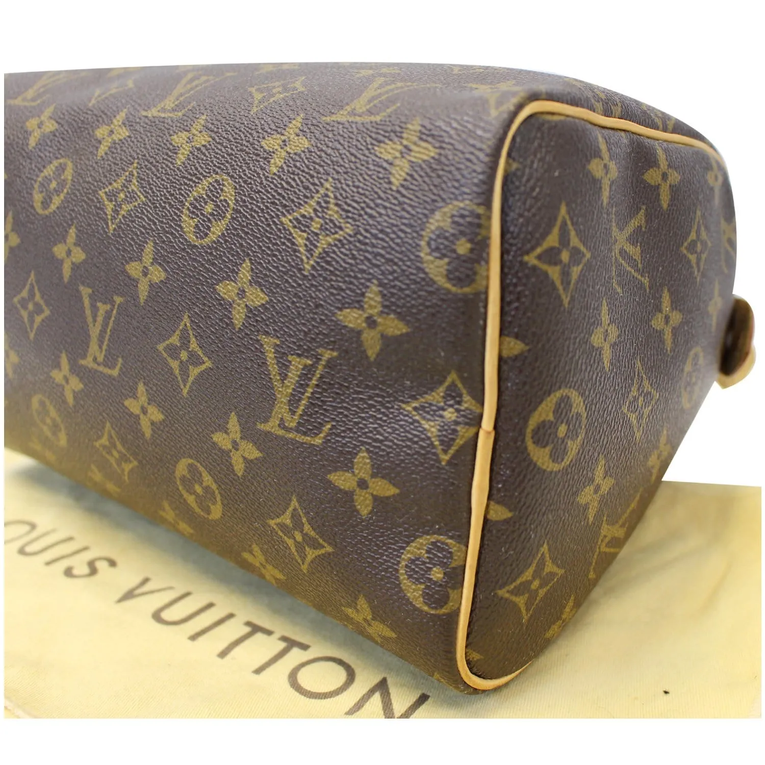 LOUIS VUITTON Speedy 25 Monogram Canvas Satchel Bag Brown