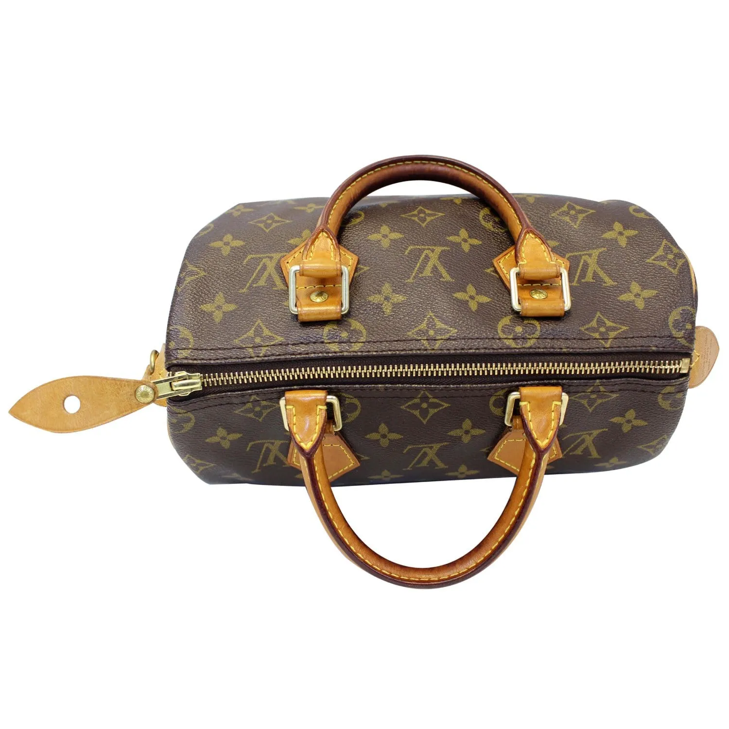 LOUIS VUITTON Speedy 25 Monogram Canvas Satchel Bag Brown