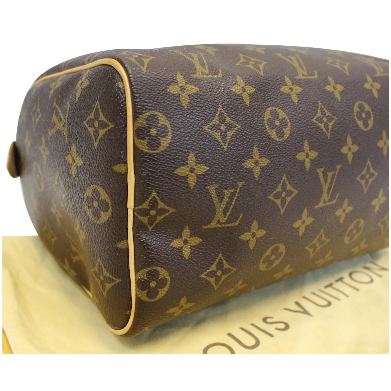 LOUIS VUITTON Speedy 25 Monogram Canvas Satchel Bag Brown