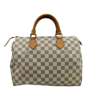 LOUIS VUITTON Speedy 30 Damier Azur Satchel Bag White
