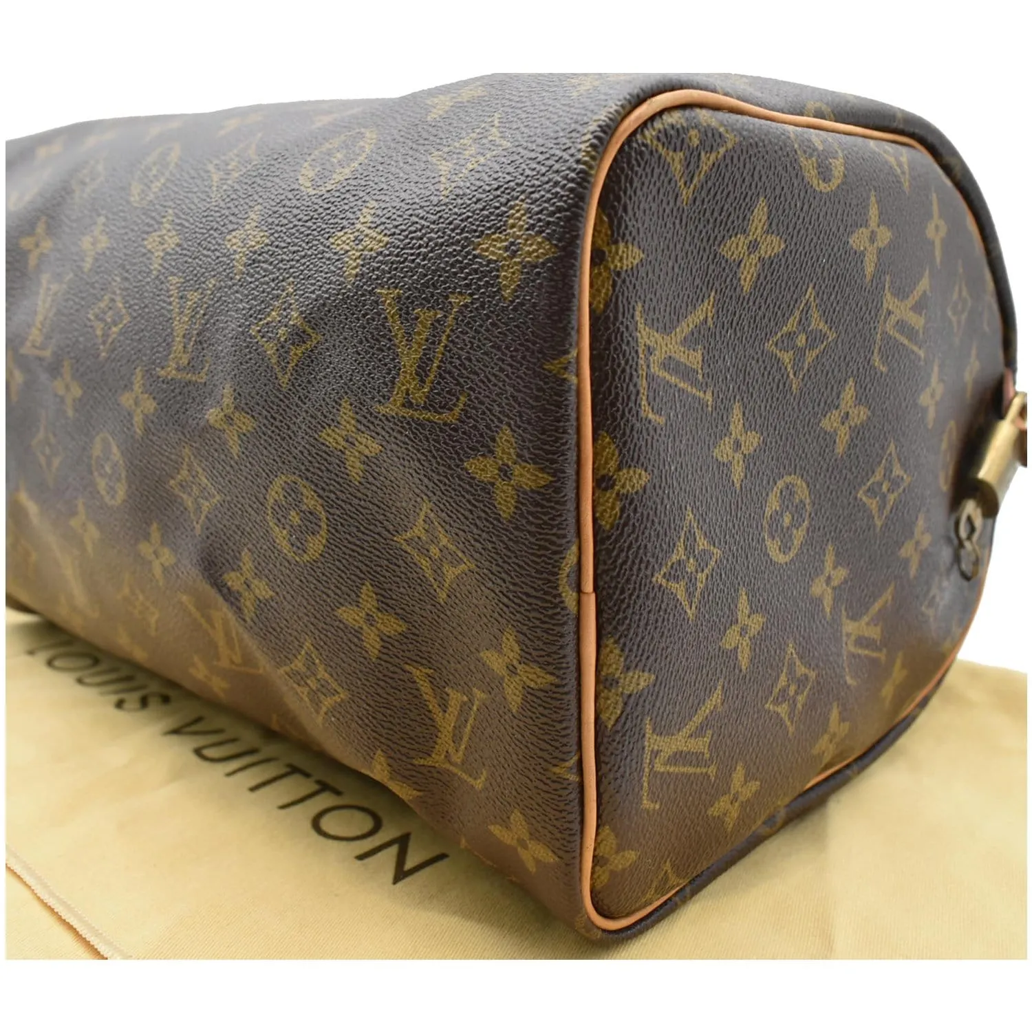 LOUIS VUITTON Speedy 30 Monogram Canvas Satchel Bag Brown
