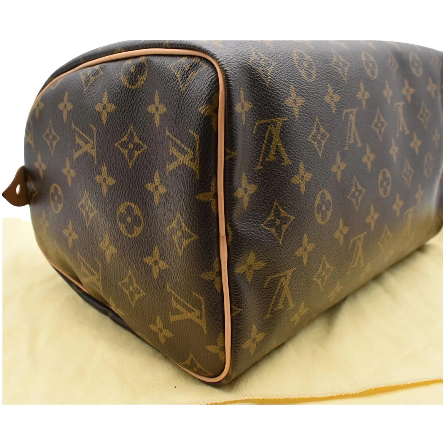LOUIS VUITTON Speedy 30 Monogram Canvas Satchel Bag Brown