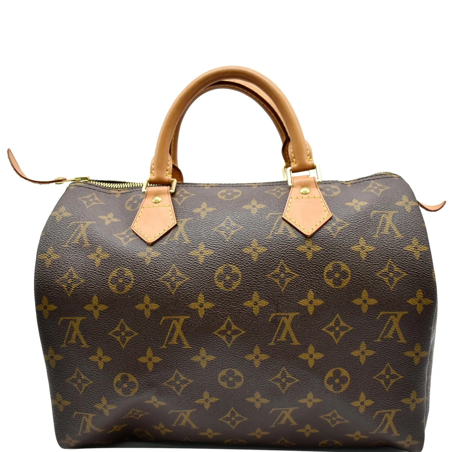 LOUIS VUITTON Speedy 30 Monogram Canvas Satchel Bag Brown