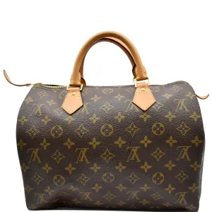 LOUIS VUITTON Speedy 30 Monogram Canvas Satchel Bag Brown