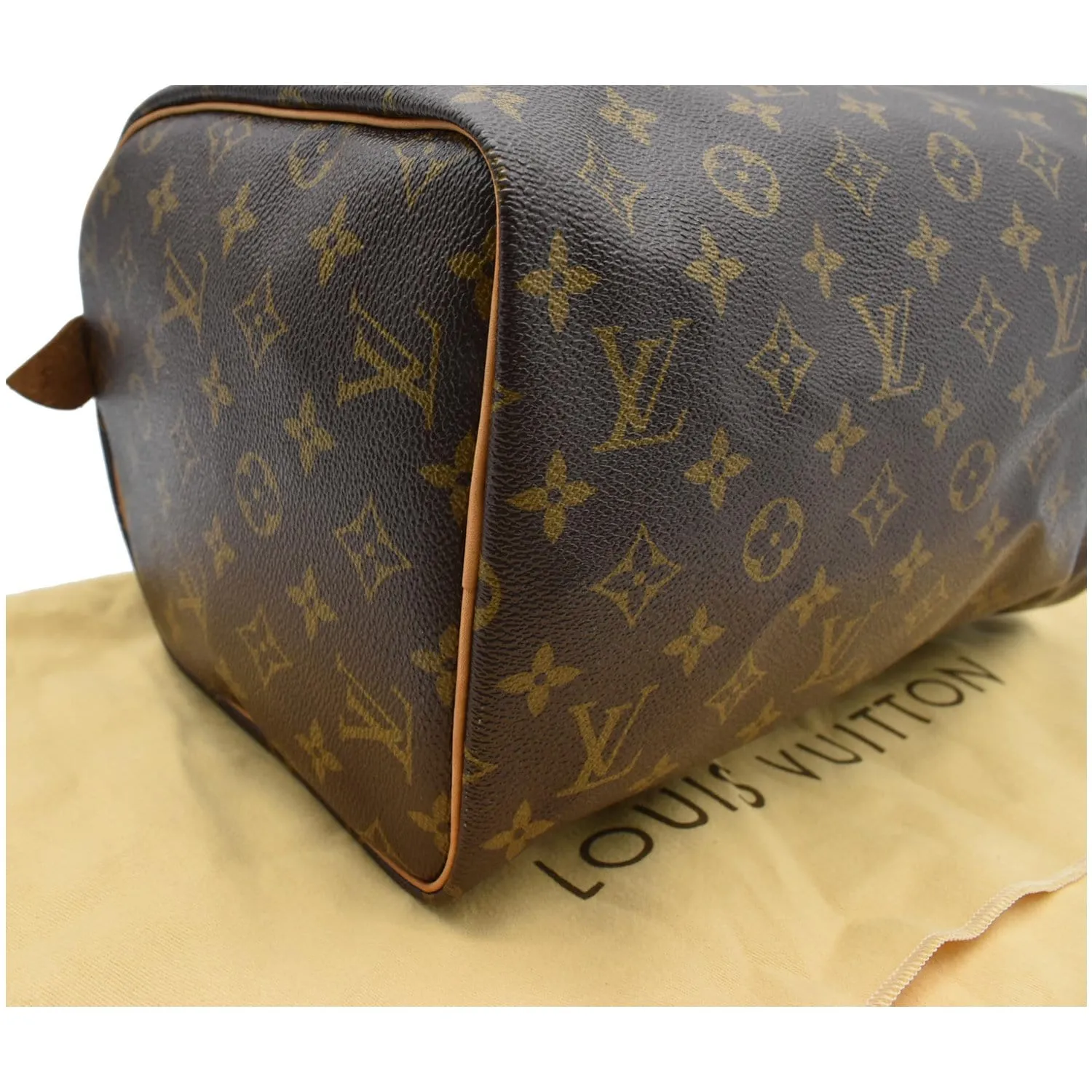 LOUIS VUITTON Speedy 30 Monogram Canvas Satchel Bag Brown