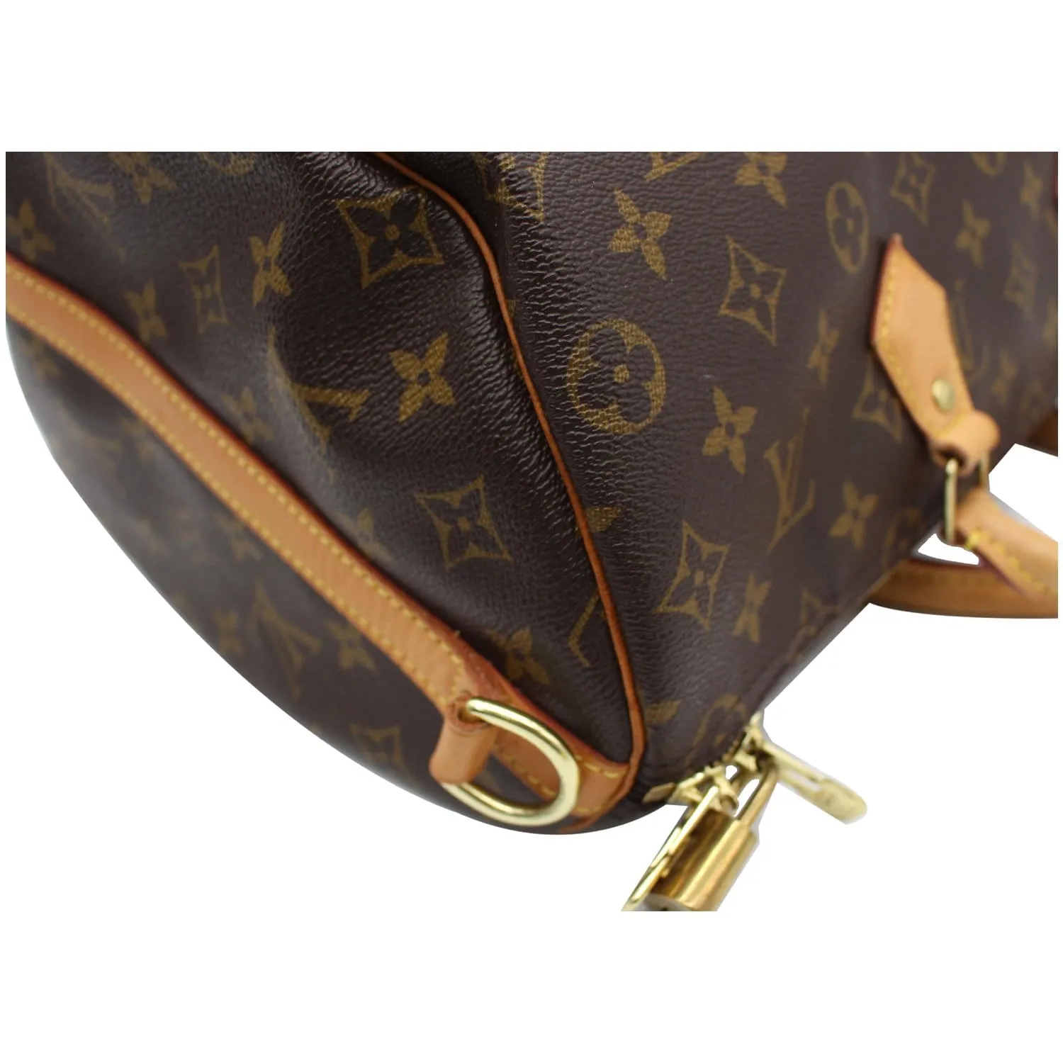 LOUIS VUITTON Speedy 35 Bandouliere Monogram Canvas Satchel Bag Brown