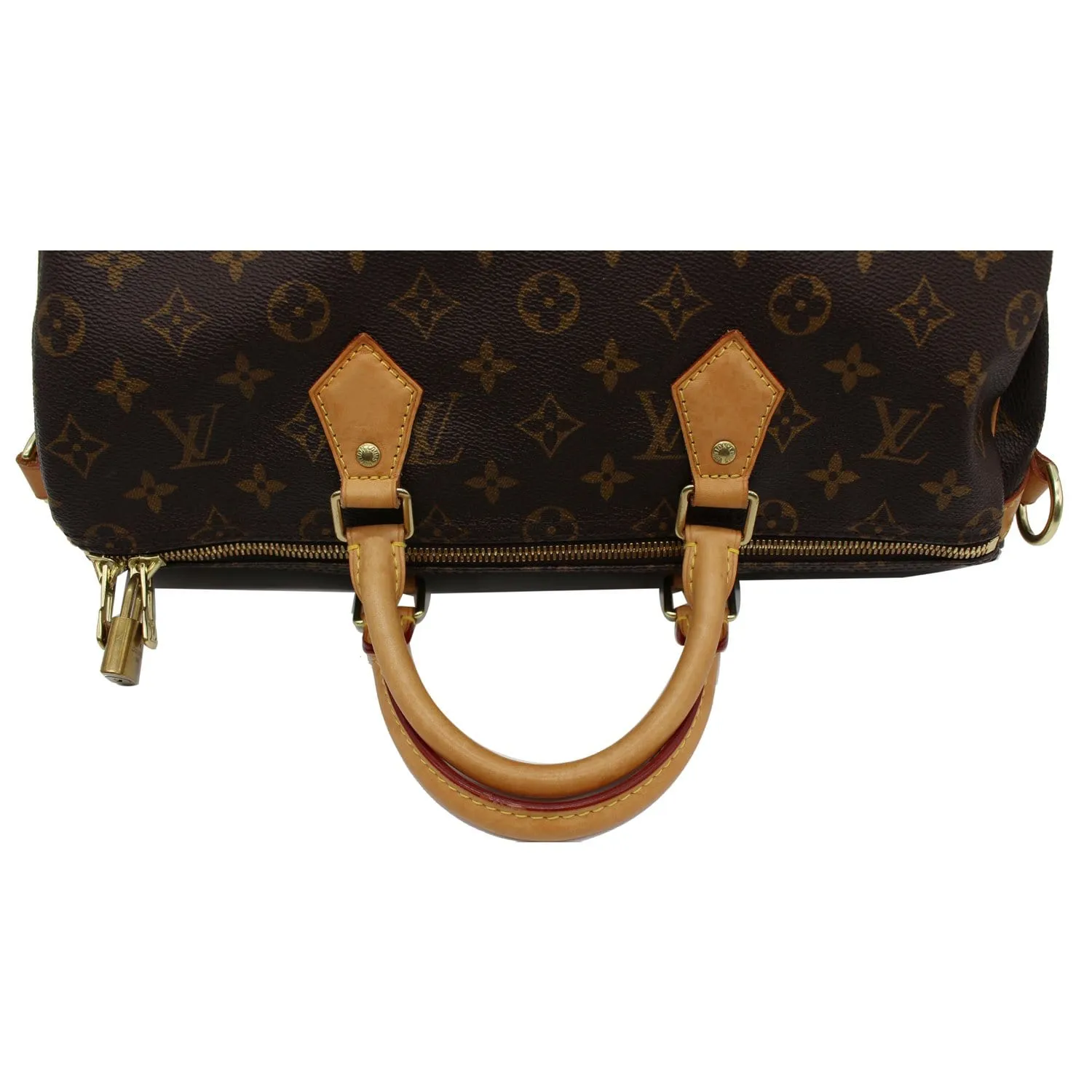 LOUIS VUITTON Speedy 35 Bandouliere Monogram Canvas Satchel Bag Brown