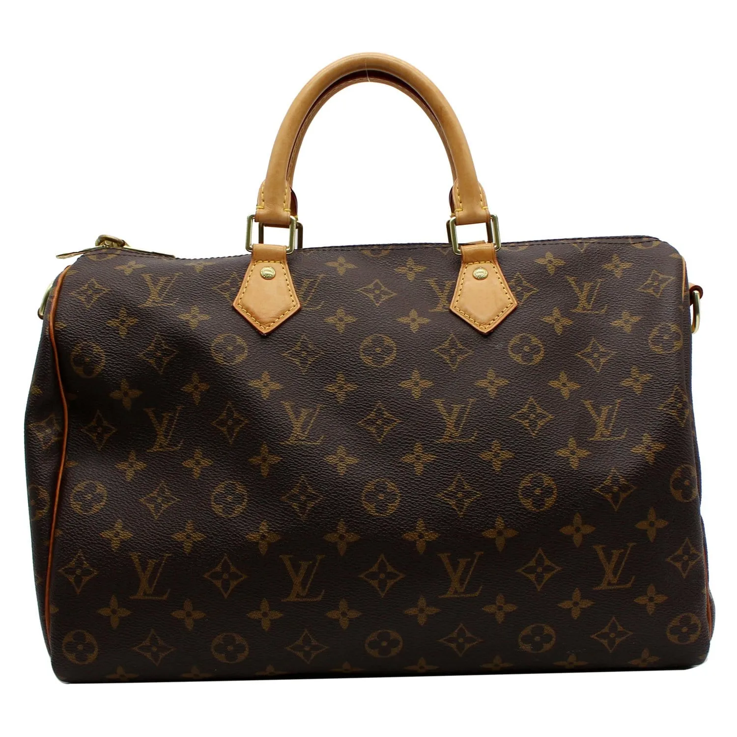 LOUIS VUITTON Speedy 35 Bandouliere Monogram Canvas Satchel Bag Brown
