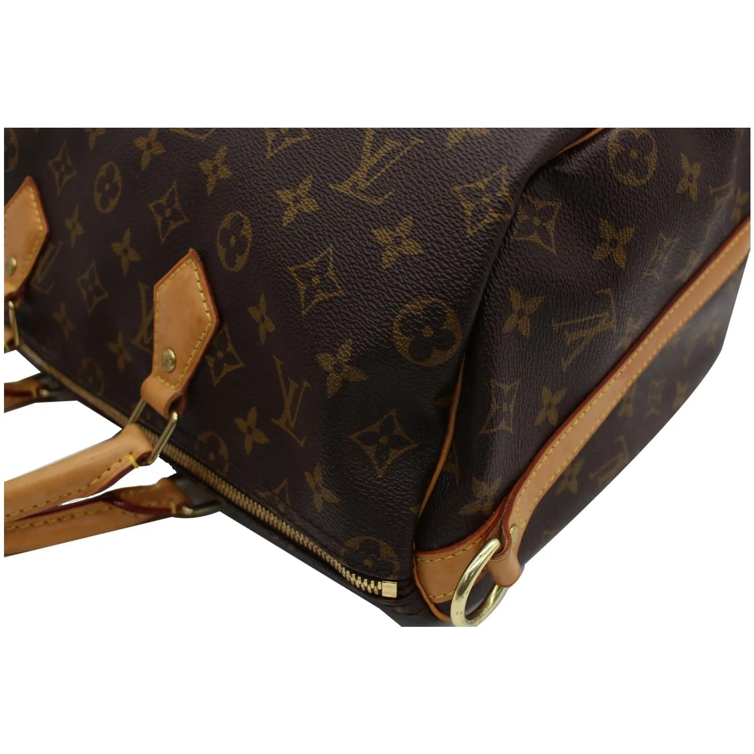 LOUIS VUITTON Speedy 35 Bandouliere Monogram Canvas Satchel Bag Brown