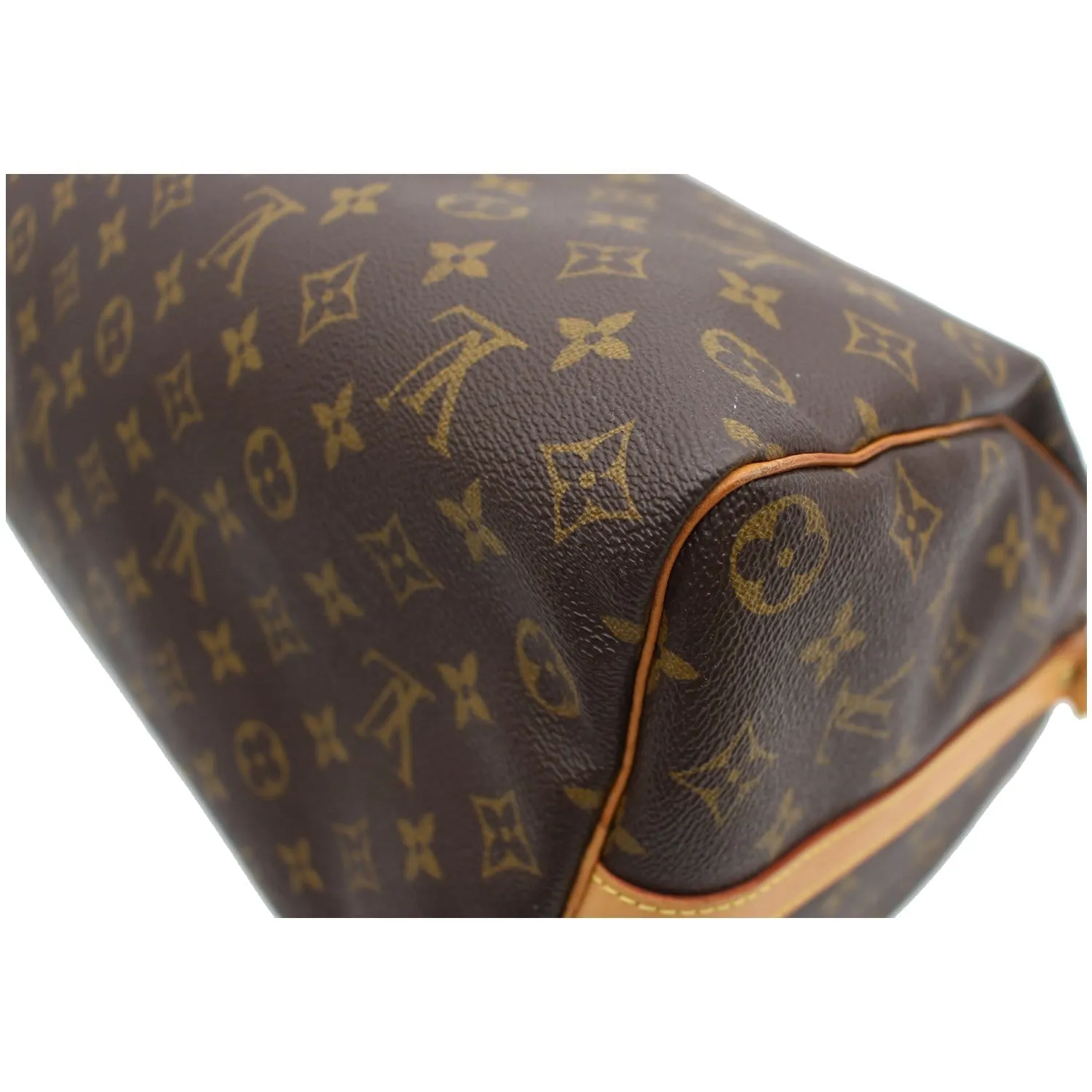 LOUIS VUITTON Speedy 35 Bandouliere Monogram Canvas Satchel Bag Brown