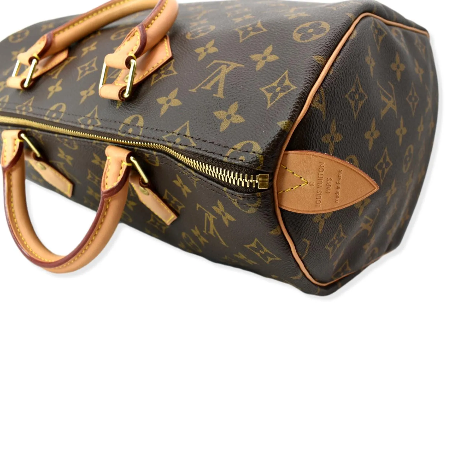 Louis Vuitton Speedy 35 Monogram Canvas Satchel Bag Brown