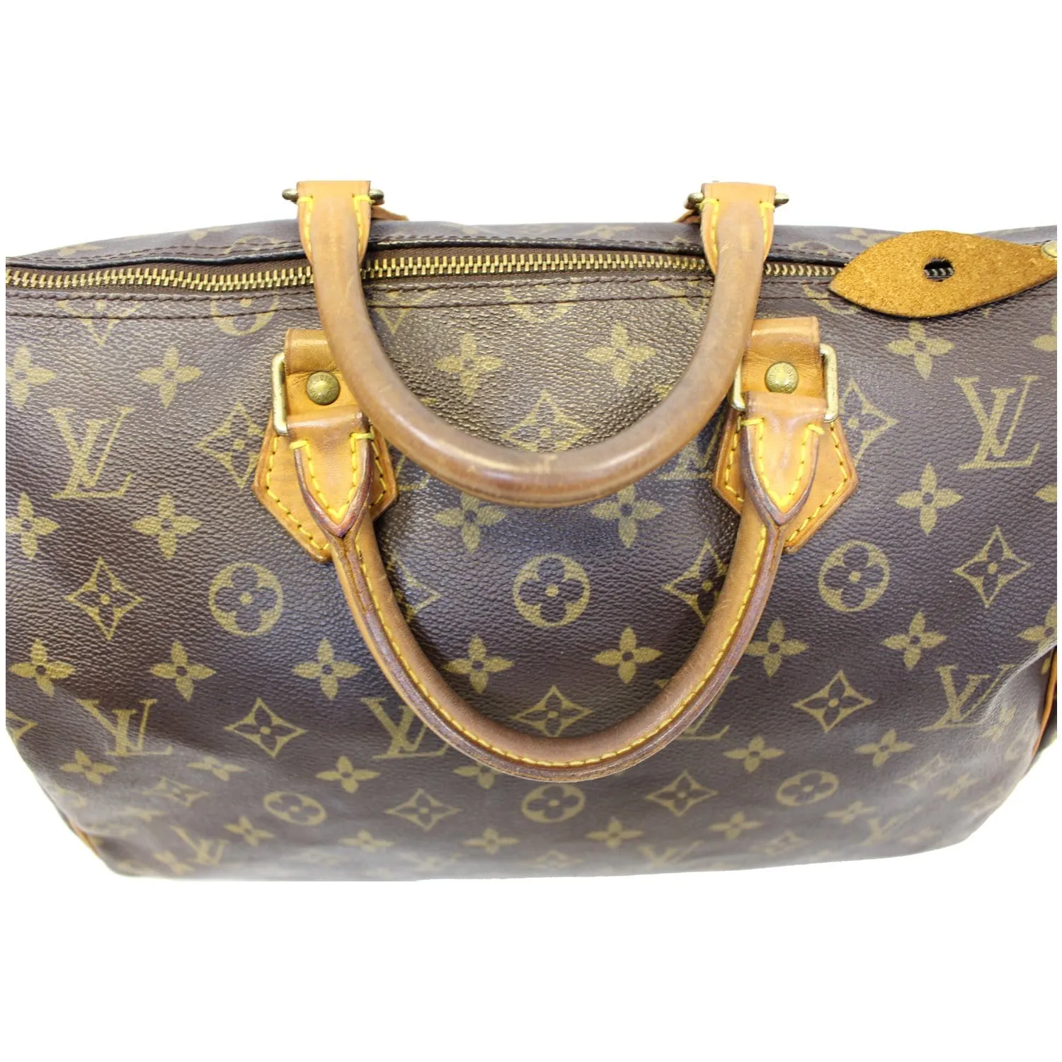 LOUIS VUITTON Speedy 35 Monogram Canvas Satchel Handbag Brown