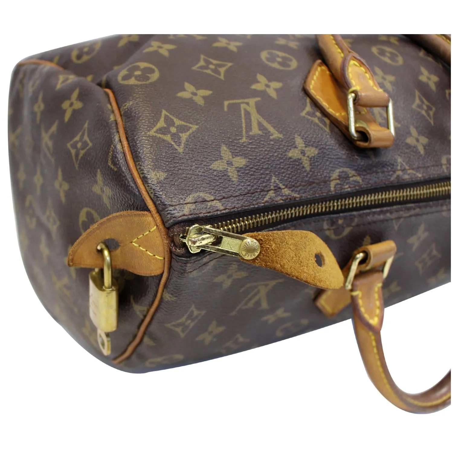 LOUIS VUITTON Speedy 35 Monogram Canvas Satchel Handbag Brown