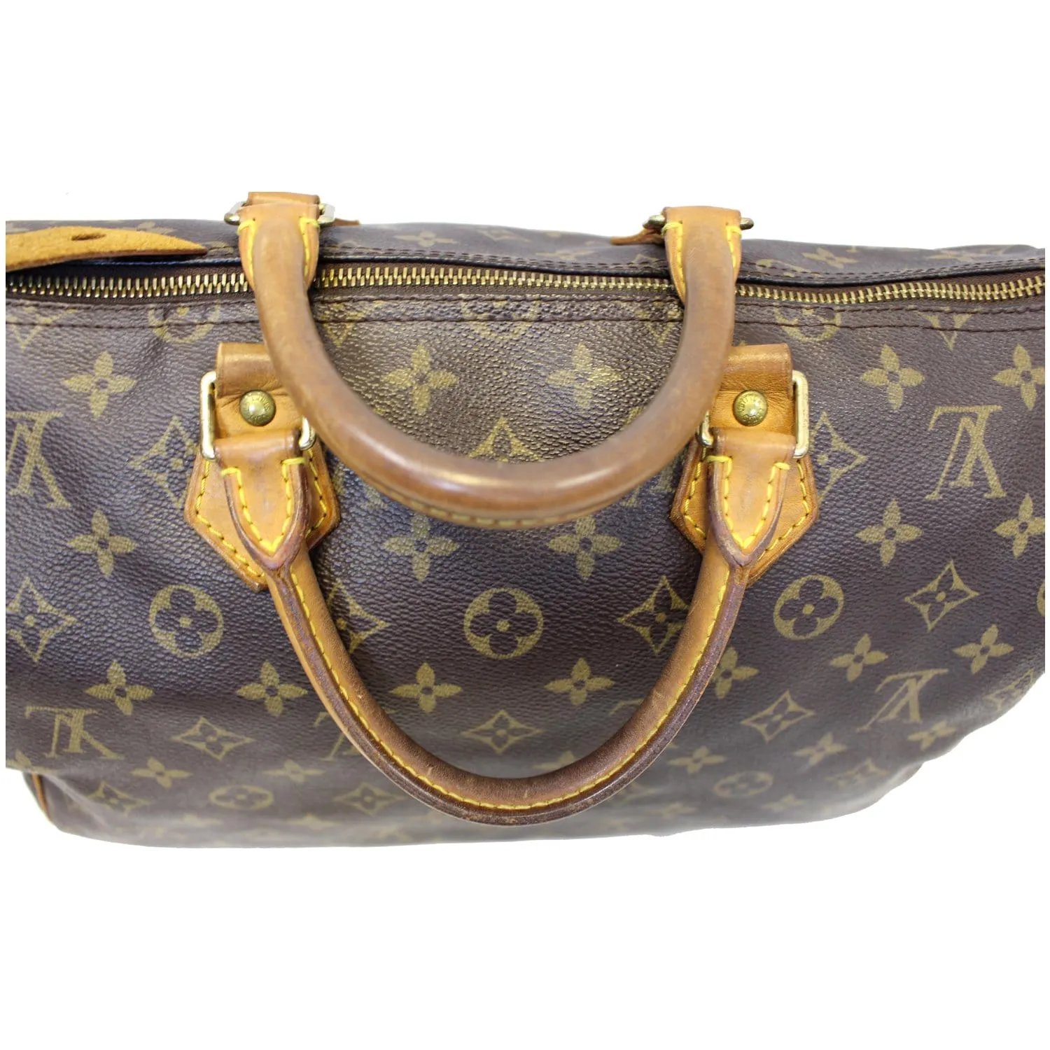 LOUIS VUITTON Speedy 35 Monogram Canvas Satchel Handbag Brown