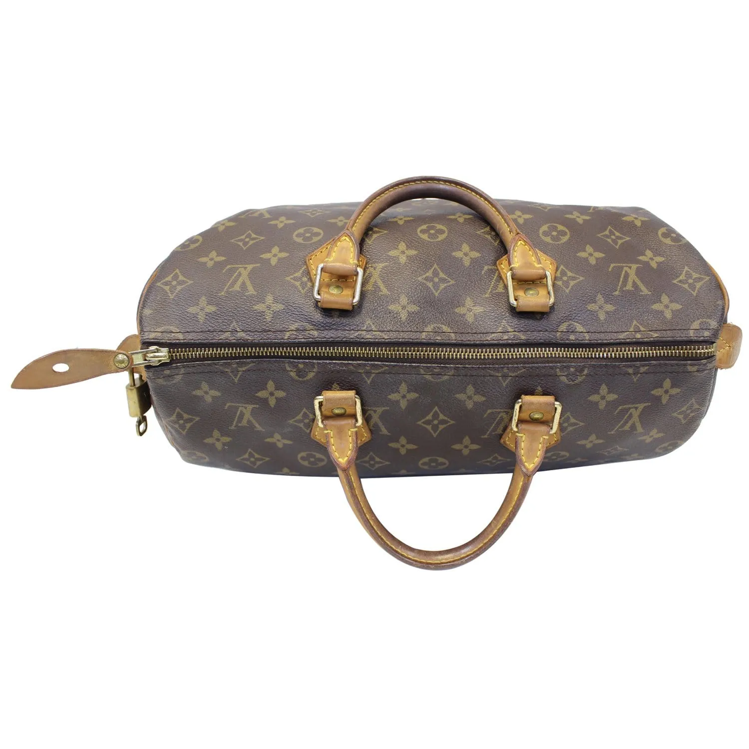 LOUIS VUITTON Speedy 35 Monogram Canvas Satchel Handbag Brown