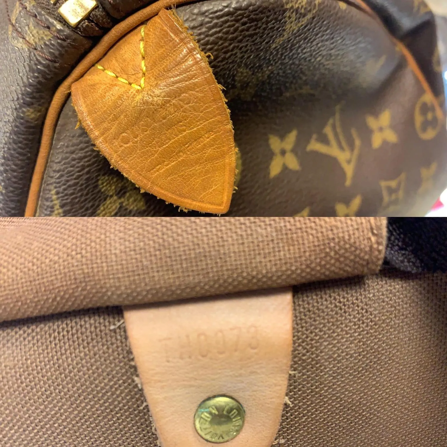 LOUIS VUITTON Speedy 35 Monogram Canvas Satchel Handbag Brown