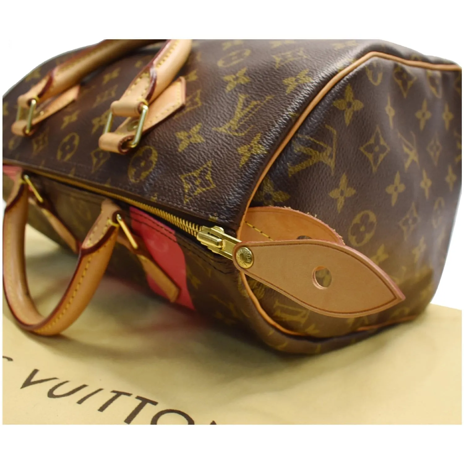 LOUIS VUITTON V Speedy 30 Grenade Monogram Satchel Bag Brown