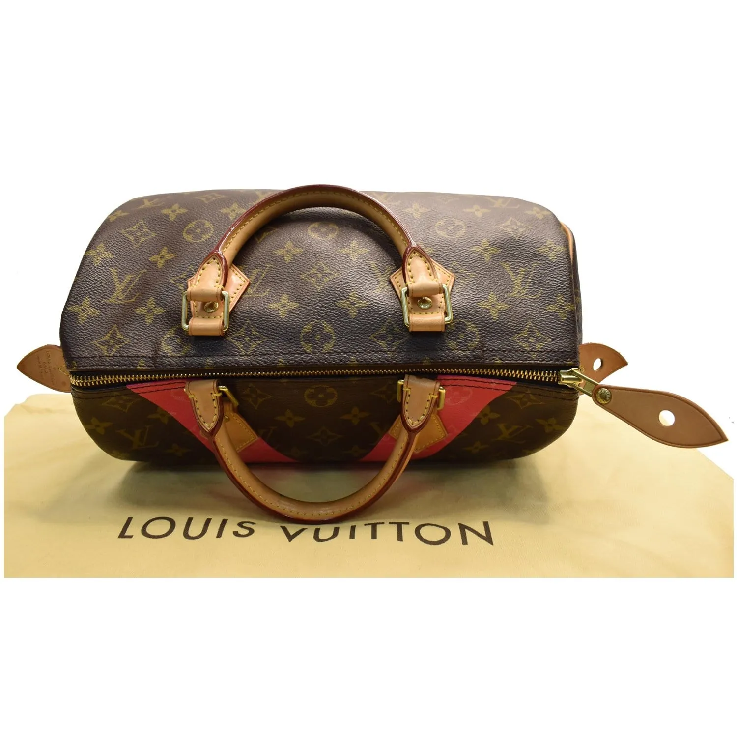 LOUIS VUITTON V Speedy 30 Grenade Monogram Satchel Bag Brown