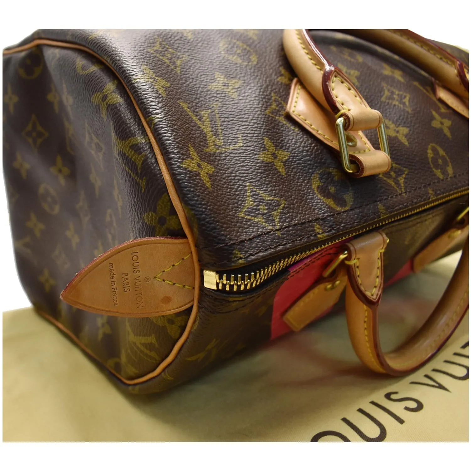 LOUIS VUITTON V Speedy 30 Grenade Monogram Satchel Bag Brown
