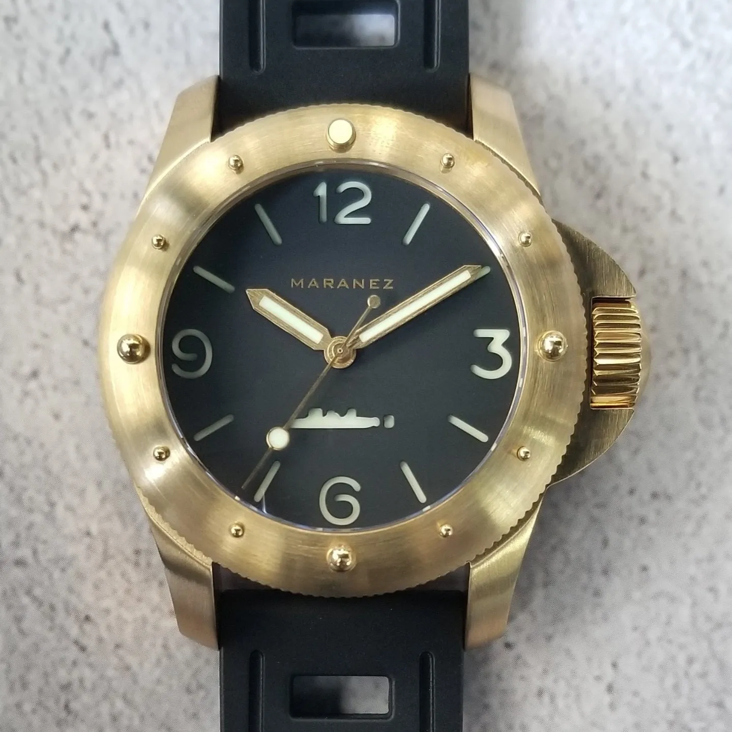 Maranez Rawai 45 Brass Watch  Black