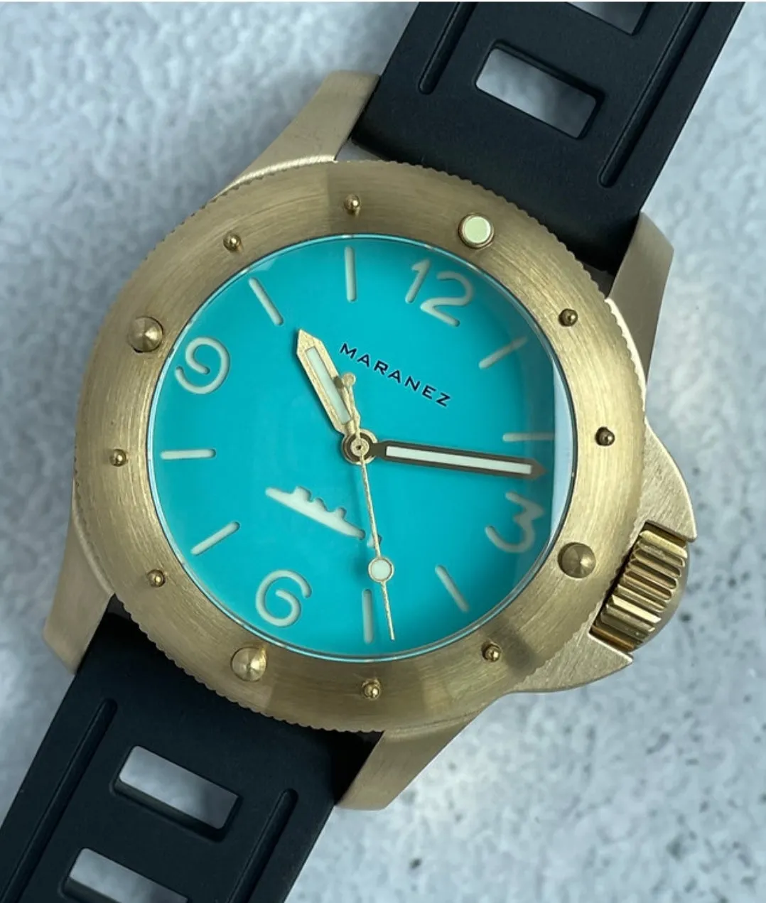 Maranez Rawai 45 Brass Watch Turquoise