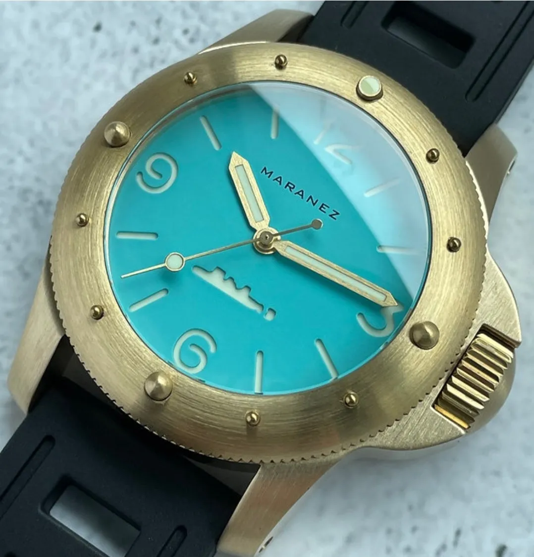Maranez Rawai 45 Brass Watch Turquoise