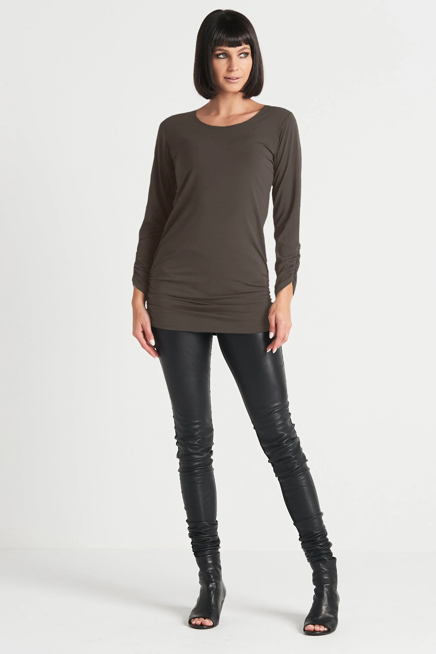 Matte Jersey Long Sleeve Ruche Top