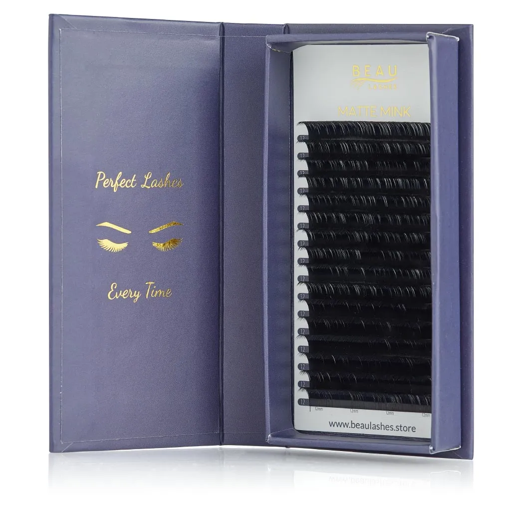Matte Mink Eyelash Extensions - D Curl