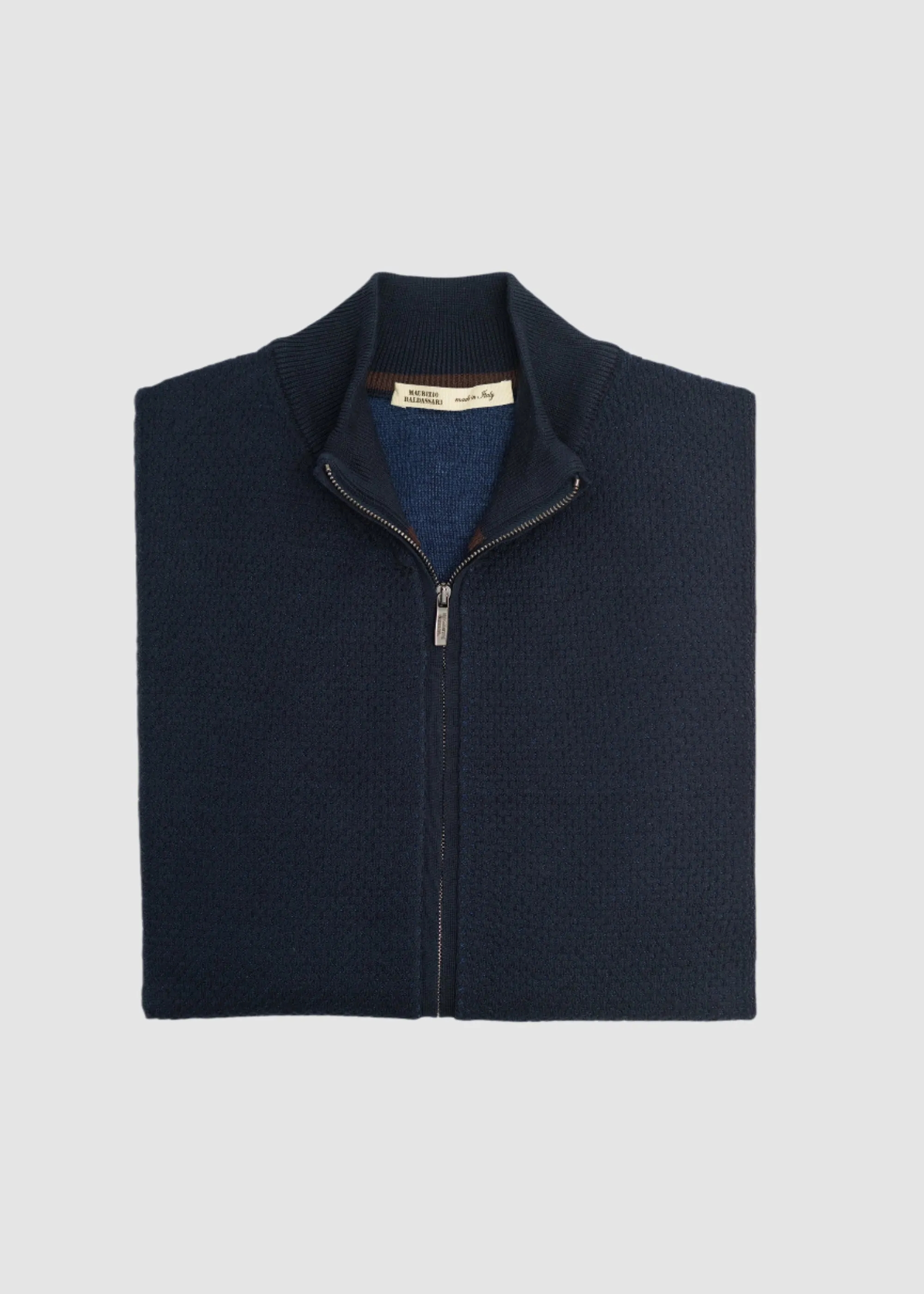 MAURIZIO BALDASSARI FULL ZIP IN BLUE TOTAL ECLIPSE