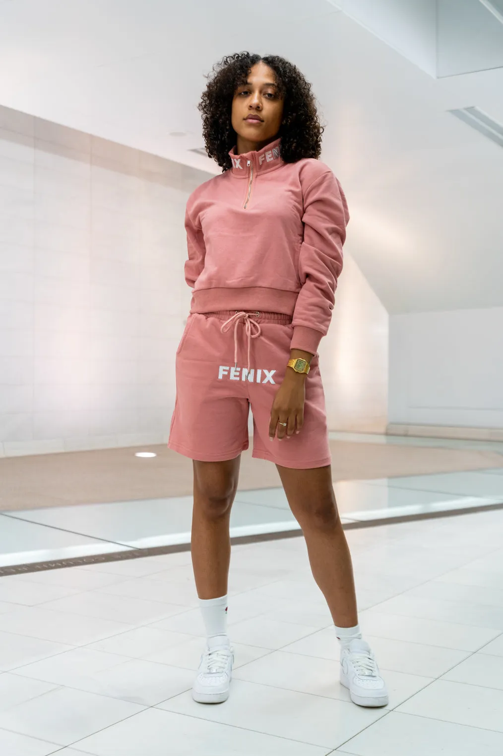MAUVE HALF ZIP-UP CROPTOP
