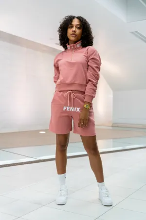 MAUVE HALF ZIP-UP CROPTOP