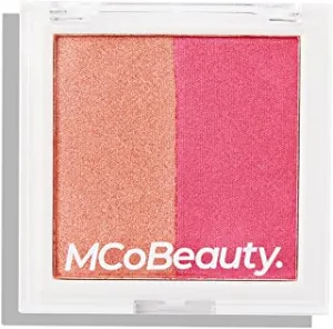 MCoBeauty Highlight & Blush Duo, Berry Rush Shade, Luminous & Radiant Powder, Satin-Finish Blush & High-Shine Highlighter Compact, Berry Glow, 0.25 Oz