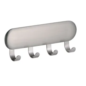 mDesign Self-Adhesive Key Rack Organizer for Entryway, Hallway, Mudroom - Pack of 2, Brushed Stainless Steel