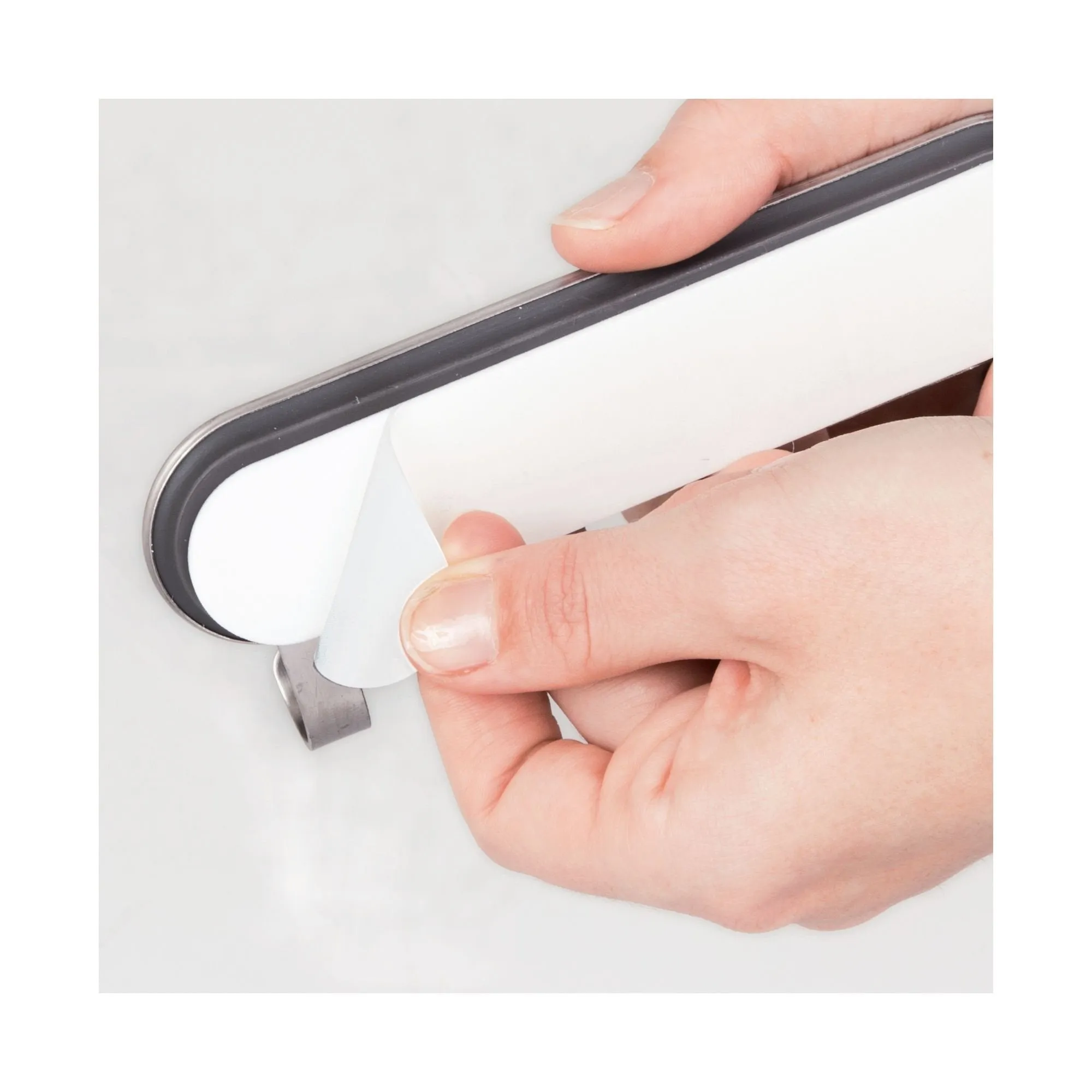 mDesign Self-Adhesive Key Rack Organizer for Entryway, Hallway, Mudroom - Pack of 2, Brushed Stainless Steel