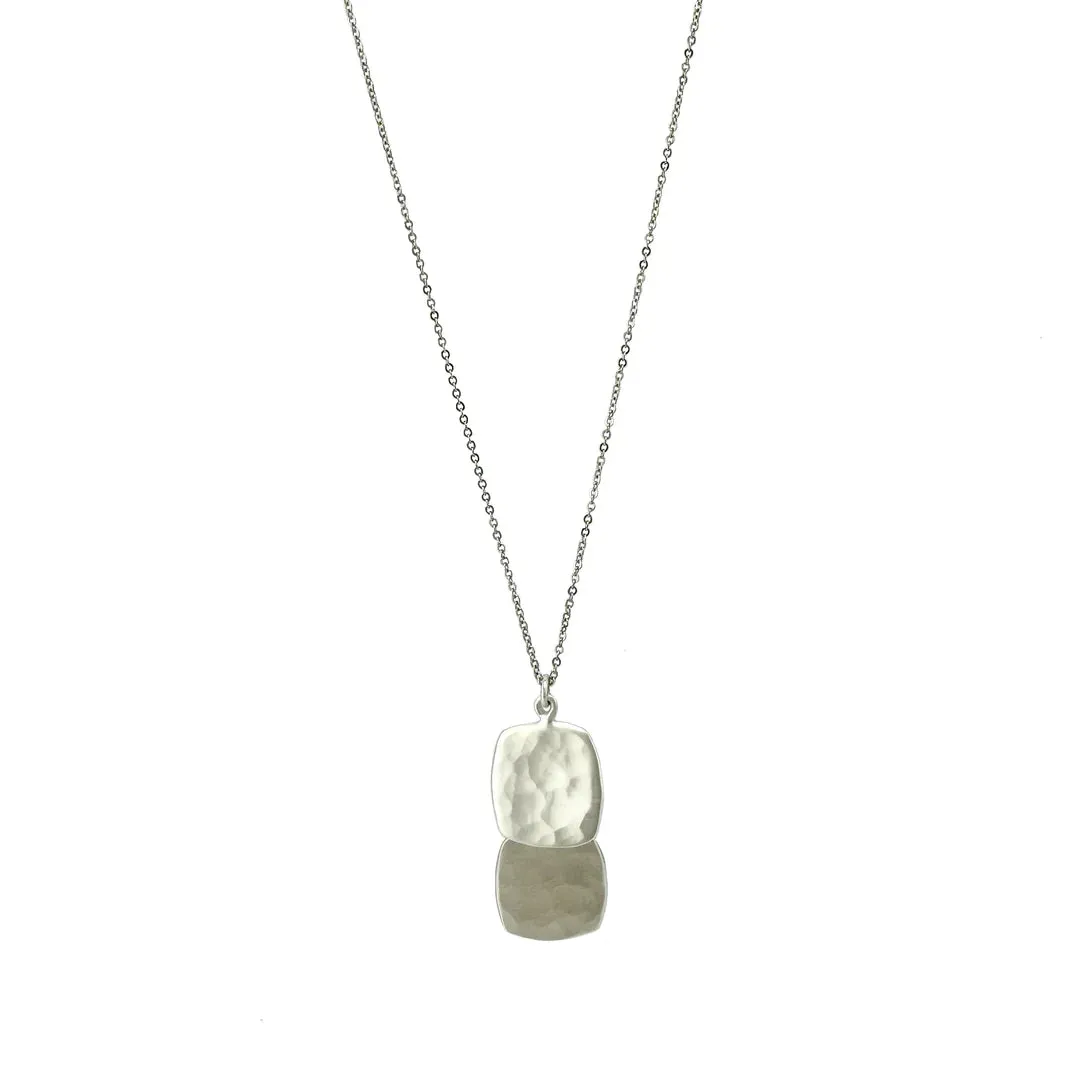 medium double hammered squares necklace