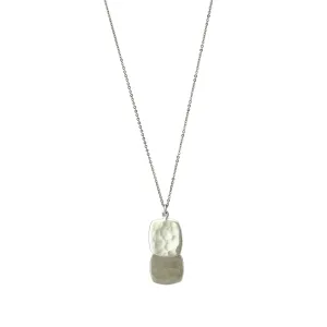 medium double hammered squares necklace