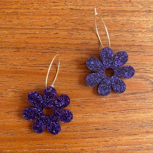 Medium Hazey Dazey Hoop Earrings in Indigo