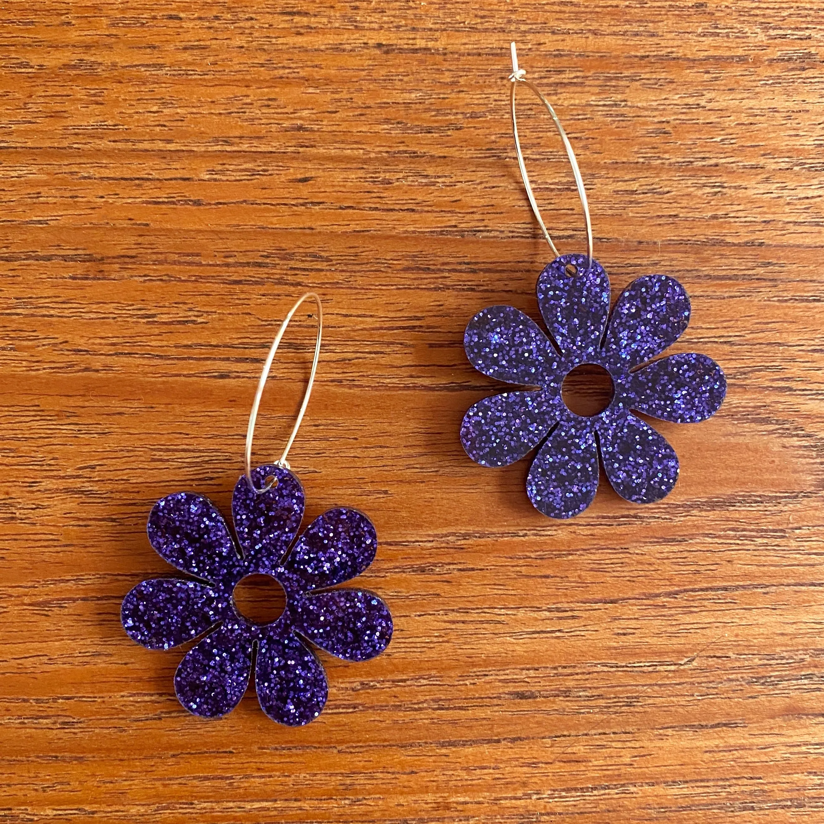 Medium Hazey Dazey Hoop Earrings in Indigo